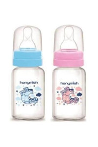Hanymish 431 Polipropilen Kulpsuz Desenli Renkli Yuvarlak Uçlu Bebek Biberon 125 ml