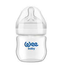 Wee Baby 144 Cam Yenidoğan Yavaş Akışlı Kulpsuz 0-6 Ay Beyaz Yuvarlak Uçlu Bebek Biberon 125 ml