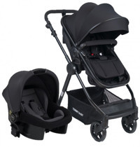 TommyBaby Handy Black New Çift Yönlü Katlanabilir 360 Derece Dönen Tam Yatar Kabin Tipi Travel Sistem Bebek Arabası Siyah