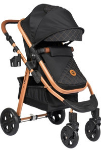 Otto Plus OP-470 Çift Yönlü Katlanabilir 360 Derece Dönen Tam Yatar Kabin Tipi Travel Sistem Bebek Arabası Siyah