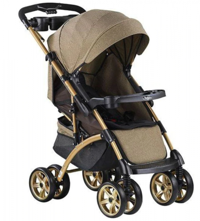 Babyhope BH-609 Polo Çift Yönlü Katlanabilir Tek Elle Kapanan 360 Derece Dönen Tam Yatar Puset Bebek Arabası Kahverengi