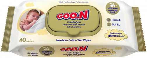Goon Pamuklu Yenidoğan Zeytinyağlı Antibakteriyel 40 Yaprak Islak Mendil