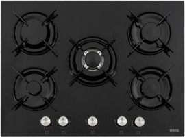 Vestel AO-71159 YS-W Wok Gözlü Siyah Cam 5 Gözlü Doğalgazlı Ankastre Ocak
