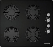 Alveus ALV GLS 640 Siyah Cam 4 Gözlü Doğalgazlı Ankastre Ocak