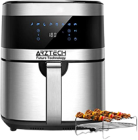 Arztech AF-7505 Airfryer 6.5 lt Tek Hazneli Izgara Yapan Led Ekranlı Yağsız Sıcak Hava Fritözü Inox
