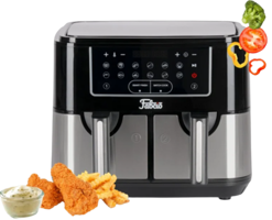 Fabcio Duo V2 Airfryer 9 lt İki Hazneli Sıcak Hava Fritözü Siyah