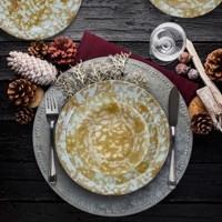 Arna Porselen Artistic El Dekoru 24 Parça 6 Kişilik Desenli Stoneware Yuvarlak Yemek Takımı