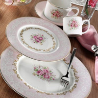 Aryıldız Bone Raund AR 30029 83 Parça 12 Kişilik Desenli Porselen Yuvarlak Yemek Takımı