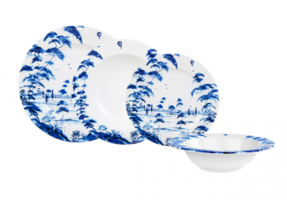 Emsan Serenita 24 Parça 6 Kişilik Desenli Stoneware Yuvarlak Yemek Takımı