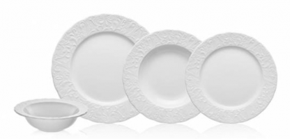 Neva Bahar N3088 24 Parça 6 Kişilik Desenli New Bone Yuvarlak Yemek Takımı