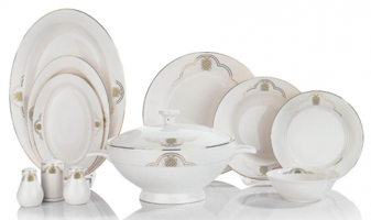 Schafer Lisa ALT03 60 Parça 12 Kişilik Desenli Bone China Yuvarlak Yemek Takımı