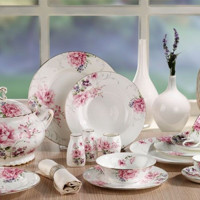 Aryıldız AR 30021 83 Parça 12 Kişilik Desenli Bone China Yuvarlak Yemek Takımı