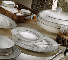 Aryıldız AR 33013 83 Parça 12 Kişilik Desenli Bone China Yuvarlak Yemek Takımı