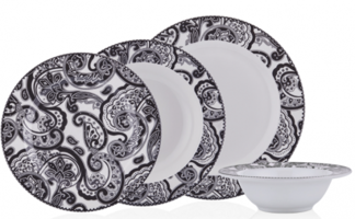 Bernardo Jade 24 Parça 6 Kişilik Desenli Stoneware Yuvarlak Yemek Takımı