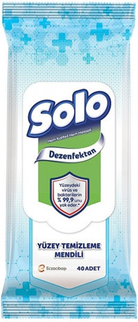 Solo Dezenfektan Antibakteriyel 40 Yaprak Yüzey Temizleme Mendili