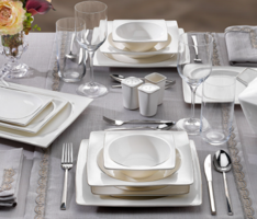 Schafer Glamor Pure PLT01 60 Parça 12 Kişilik Desenli Porselen Kare Yemek Takımı
