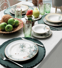 Pierre Cardin Tropic 24 Parça 6 Kişilik Desenli Premium Bone Cha Yuvarlak Yemek Takımı