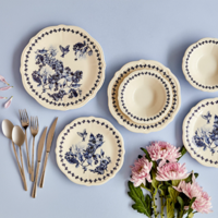 Bella Maison Vanessa 24 Parça 6 Kişilik Desenli Stoneware Yuvarlak Yemek Takımı