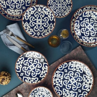 Kütahya Porselen Nanoceram 89071 24 Parça 6 Kişilik Desenli Porselen Yuvarlak Yemek Takımı