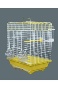 Patika Petshop Ayaklı Dikdörtgen Krom Muhabbet Kuşu Kafesi Beyaz - Sarı