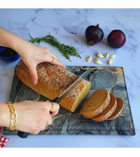 Decorita Cam Gri Altın Mermer Kesme Tahtası