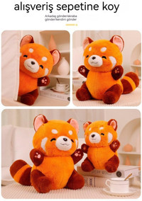 Oloey Kırmızı Rakun Bebek 35 cm Peluş Oyuncak