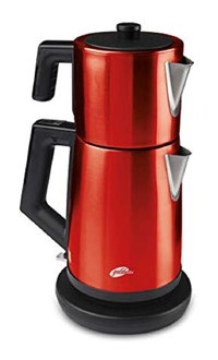 Goldmaster GM-7344K Otomatik Çelik Demlikli 2200 W Çelik Gövdeli Kırmızı Çay Makinesi