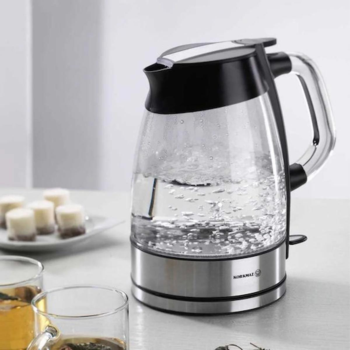 Korkmaz A 376 Çelik 1.7 lt 2200 W Işıklı Gümüş Kettle