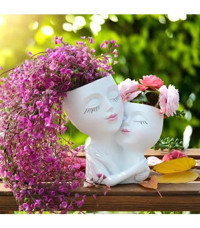 Florada İskandinav Sarılmış Sukulent Saksı Beyaz
