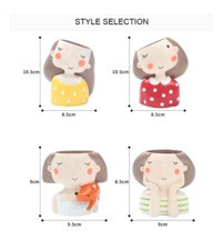 Giftyummyshop 4 Adet Kız Figürlü Sukulent Saksı Seti
