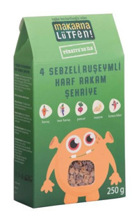 Makarna Lütfen! Dört Sebzeli Ruşeym Unlu Bebek Harf Rakam Şehriye 250 gr