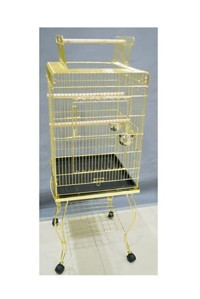 Qh Pet Cage 901AG Ayaklı Dikdörtgen Krom Papağan Kafesi Siyah - Sarı