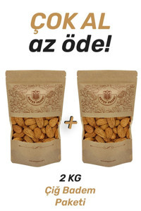 Antep Pazarı Organik Tane Çiğ Badem İçi 2x1 kg