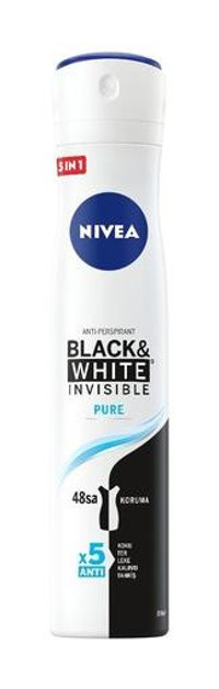 Nivea Black&White Invisible Pure Sprey Kadın Deodorant 200 ml