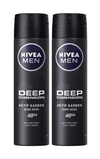 Nivea Deep Dimension Dark Wood Sprey Erkek Deodorant 2x150 ml