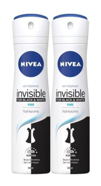 Nivea Black&White Invisible Pure Sprey Kadın Deodorant 2x150 ml