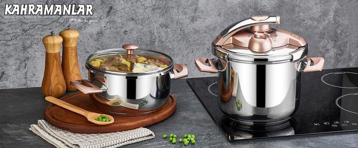 Kahramanlar Delux Rose Clipso Kapak Çelik 4+6 lt Düdüklü Tencere