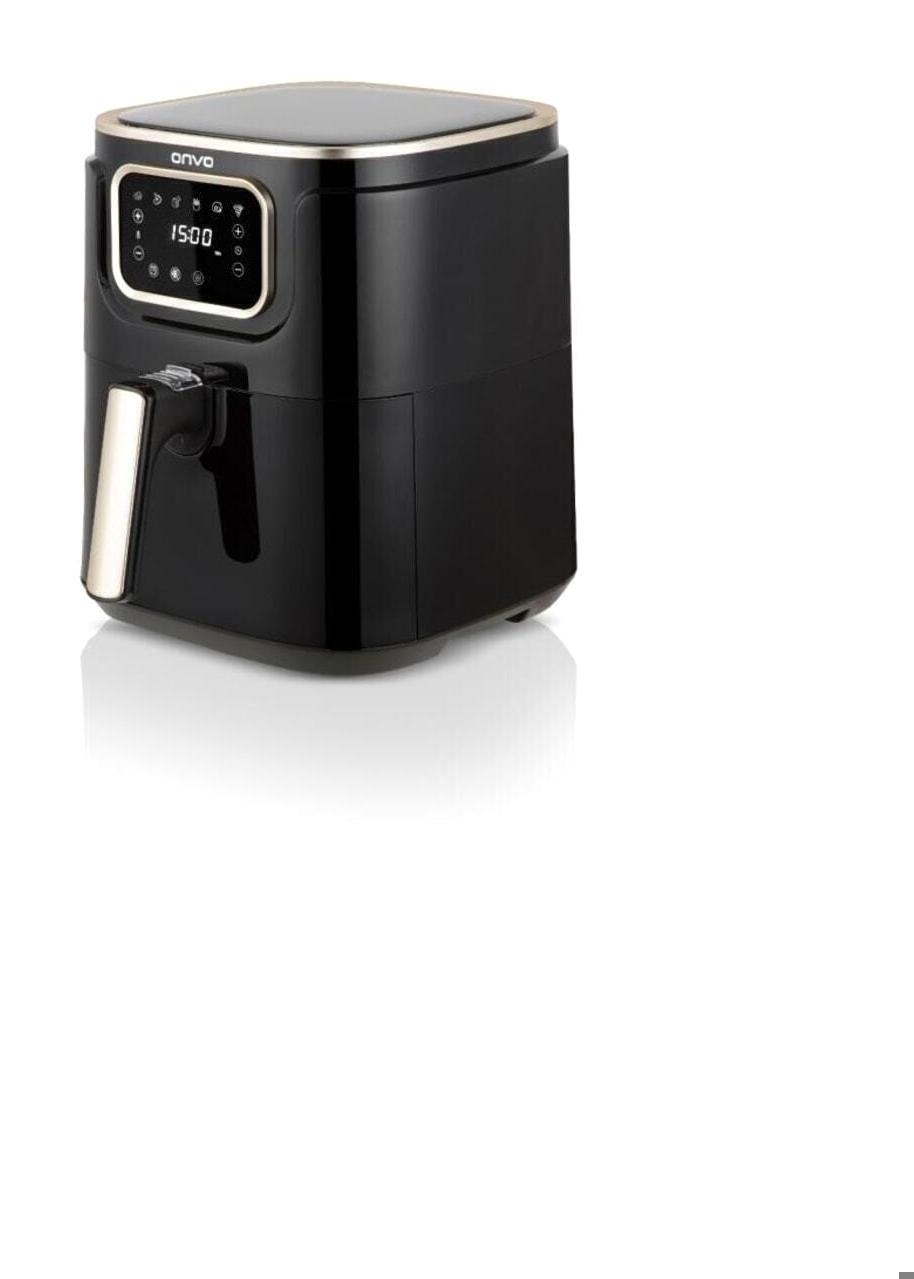 Onvo Ovry04 Airfryer 5.5 lt Tek Hazneli Led Ekranlı Yağsız Sıcak Hava Fritözü Siyah
