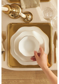 Emsan Lotus 18 Parça 6 Kişilik Bone China Porselen Yuvarlak Yemek Takımı