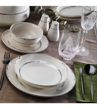 Aryıldız Bone Umbrella Platin 60 Parça 12 Kişilik Bone China Porselen Yuvarlak Yemek Takımı