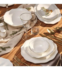 Emsan Galia 59 Parça 12 Kişilik Bone China Porselen Yuvarlak Yemek Takımı
