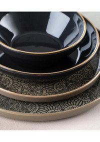 Acar Eliza 27 Parça 6 Kişilik Desenli Stoneware Yuvarlak Yemek Takımı
