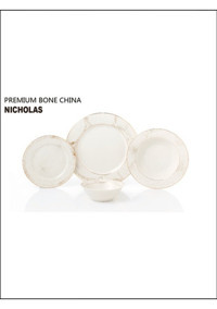 Pierre Cardin Nicholas 60 Parça 12 Kişilik Bone China Porselen Yuvarlak Yemek Takımı
