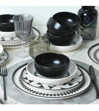 Keramika Pattern Nordic 24 Parça 6 Kişilik Seramik Yuvarlak Yemek Takımı