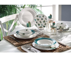 Pierre Cardin Cactus 24 Parça 6 Kişilik Bone China Porselen Yuvarlak Yemek Takımı