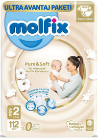 Molfix Pure Soft 2 Numara Bantlı Bebek Bezi 336'lı