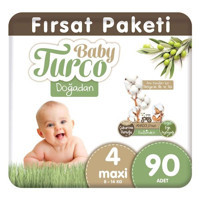 Baby Turco Doğadan 4 Numara Bantlı Bebek Bezi 90'lı