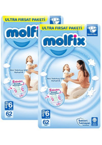 Molfix 6 Numara Bantlı Bebek Bezi 2x62'li