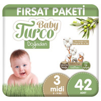 Baby Turco Doğadan 3 Numara Cırtlı Bebek Bezi 42 Adet