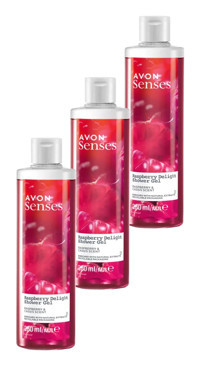Avon Raspberry Delight Frambuaz - Frenk Üzümü Nemlendirici Vegan Duş Jeli 3 x 250 ml